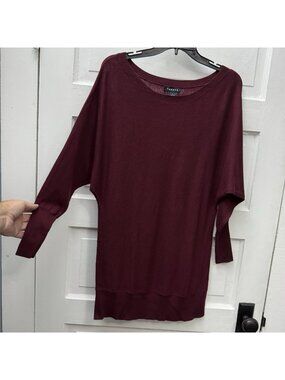 Trouvé Burgundy Dolman Sleeve Tunic Sweater Cashmere Blend Boat Neck Size S
